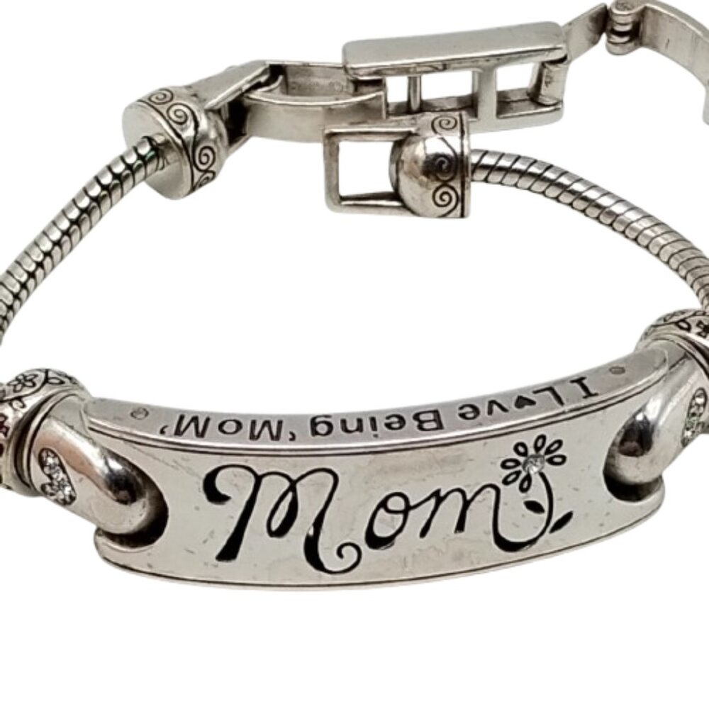 Vintage Brighton Silvertone “Mom” Bracelet “I love being mom” “I love my family”